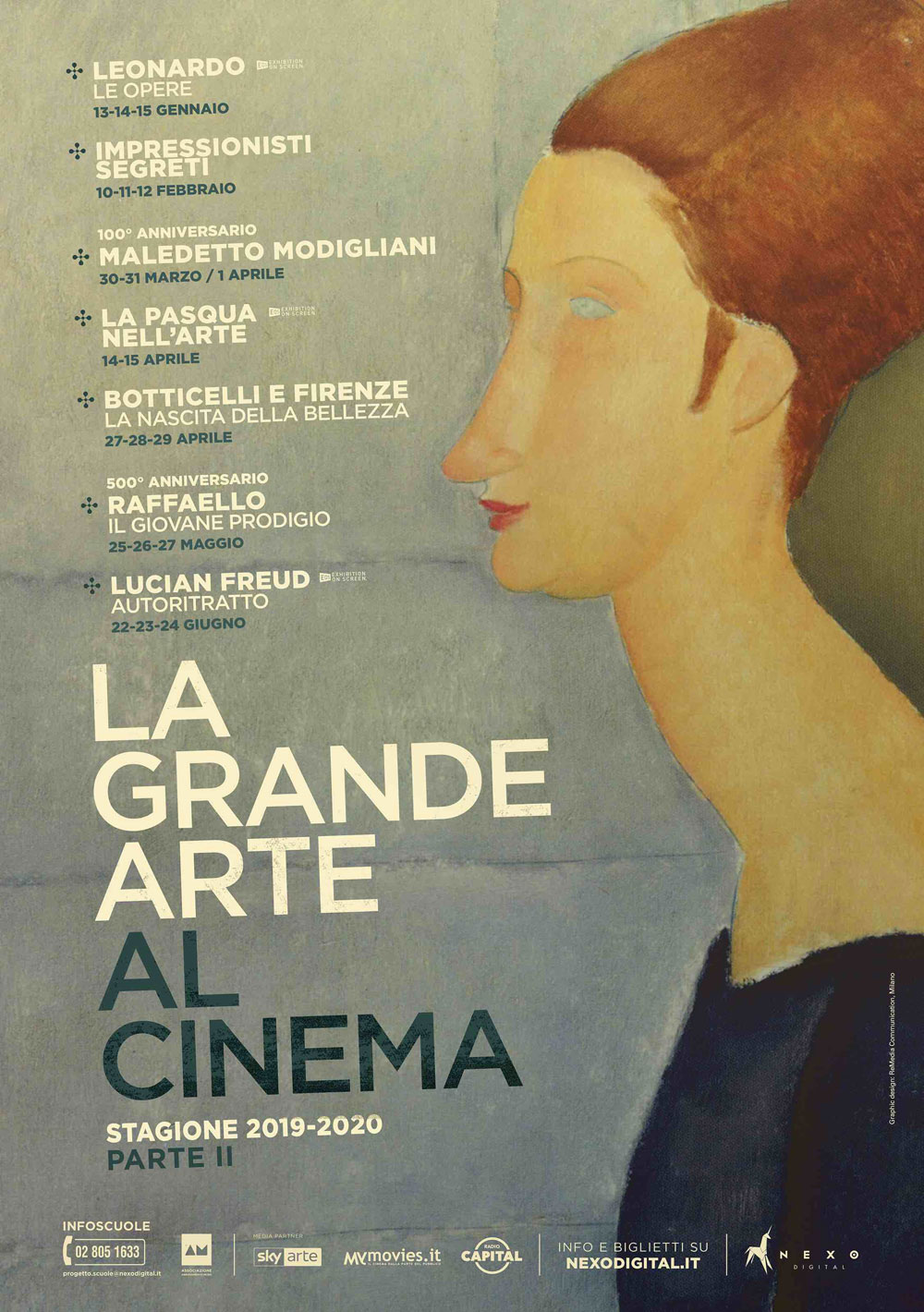 Presentata la stagione 2020 de La Grande Arte al Cinema: da Leonardo agli impressionisti, da Botticelli a Raffaello a Lucian Freud