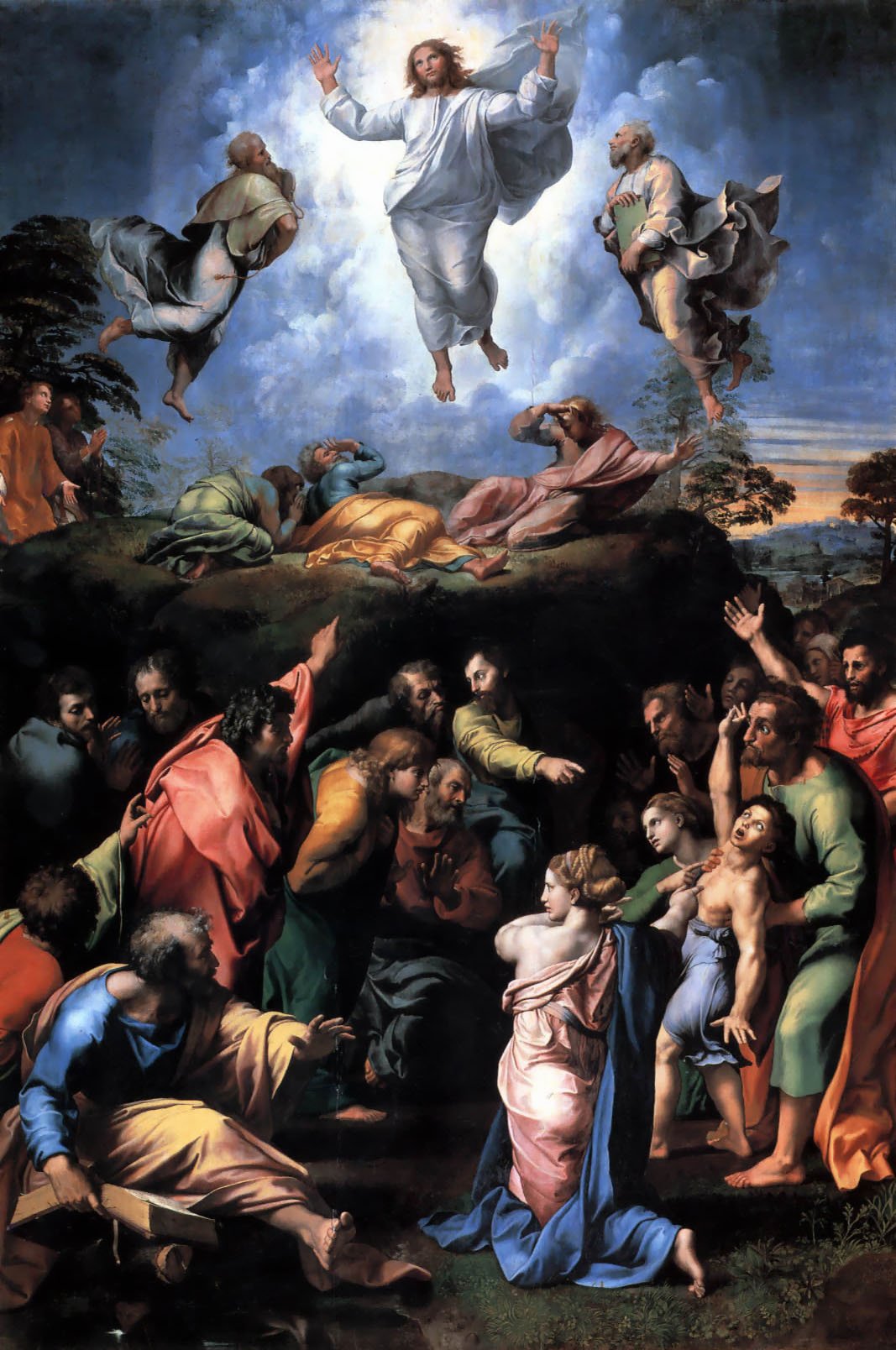 Raffaello, Trasfigurazione (1518-1520; tempera grassa su tavola, 410 x 279 cm; Città del Vaticano, Musei Vaticani, Pinacoteca Vaticana)