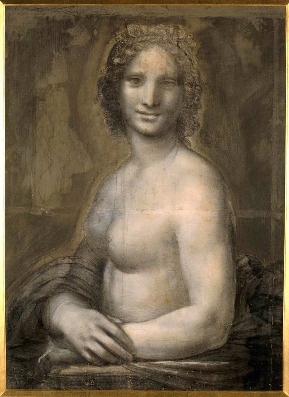 Cerchia di Leonardo da Vinci, Gioconda nuda (1514-1516 circa; carboncino e biacca su carta, 724 x 540 mm; Chantilly, Musée Condé)