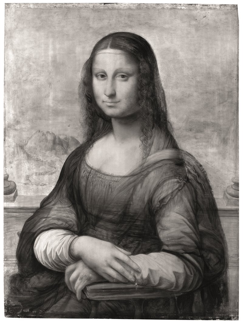 Cerchia di Leonardo da Vinci, Gioconda del Prado, riflettografia a raggi infrarossi