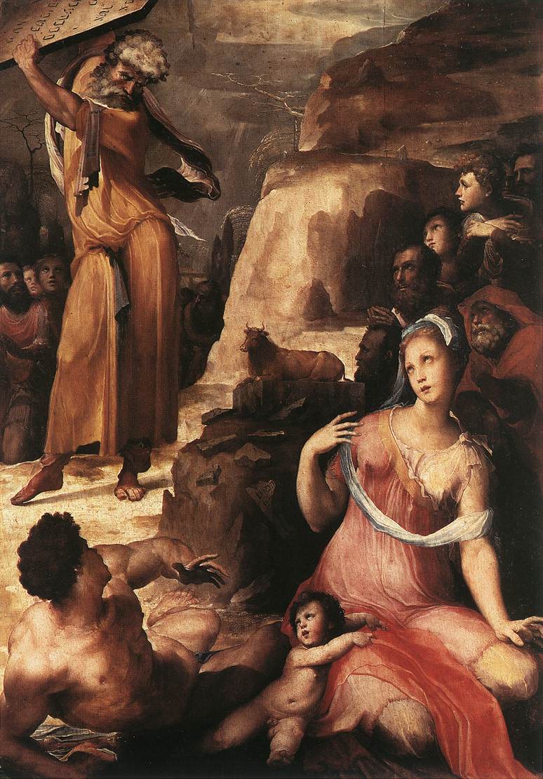 Domenico Beccafumi, Mosè e il vitello d'oro (1536-1537; olio su tavola, 197 x 139 cm; Pisa, Duomo)