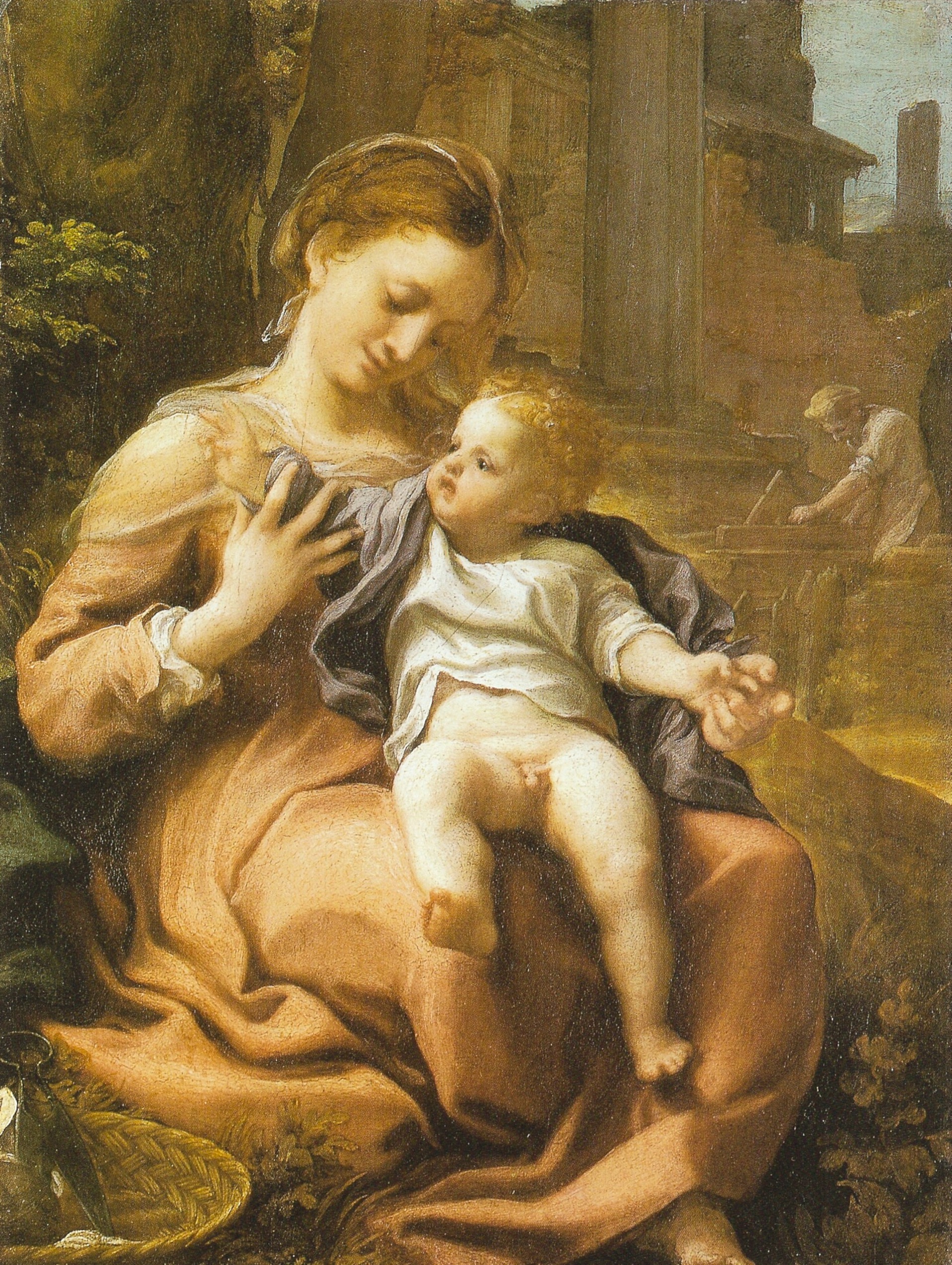 Antonio Allegri detto il Correggio, Madonna della cesta (olio su tavola, 34 x 25 cm; Londra, National Gallery) 