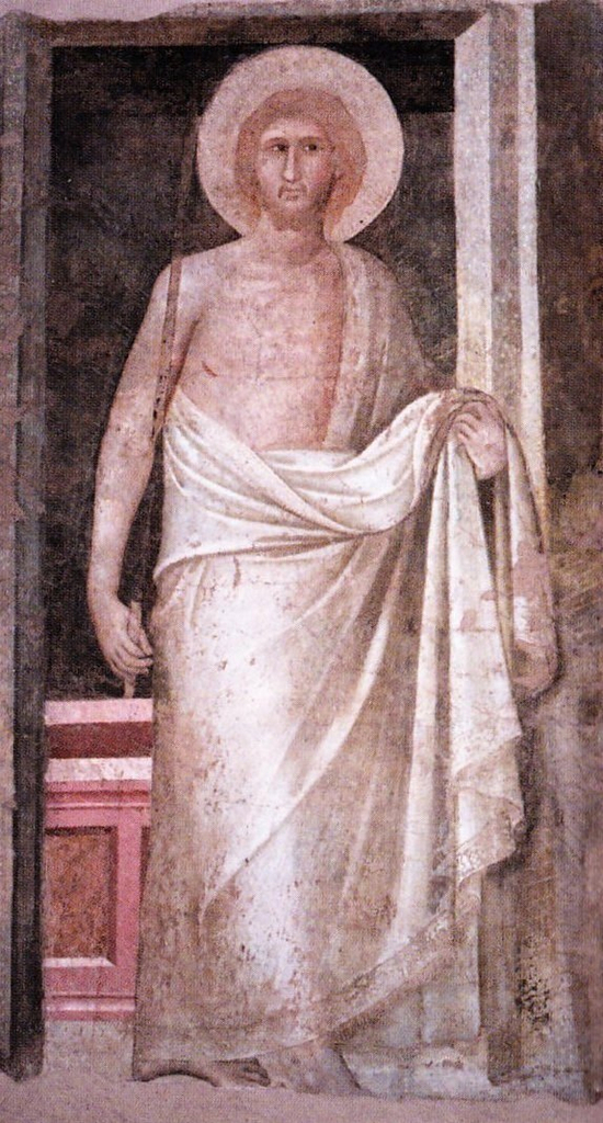 Pietro Lorenzetti, Cristo risorto (primi anni Venti del XIV secolo; affresco; Siena, Museo Diocesano di Arte Sacra)
