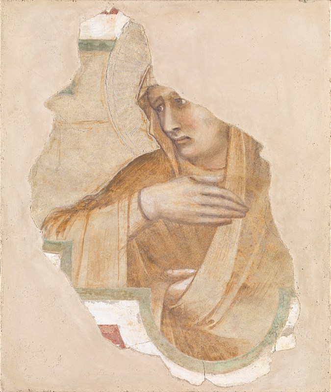 Pietro Lorenzetti, Vergine dolente (primi anni Venti del XIV secolo; affresco staccato, 39 x 30 cm; Londra, National Gallery)

