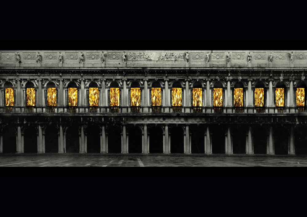 Venezia, cascate d'oro dalle finestre del Museo Correr. Dopo vent'anni torna Fabrizio Plessi 