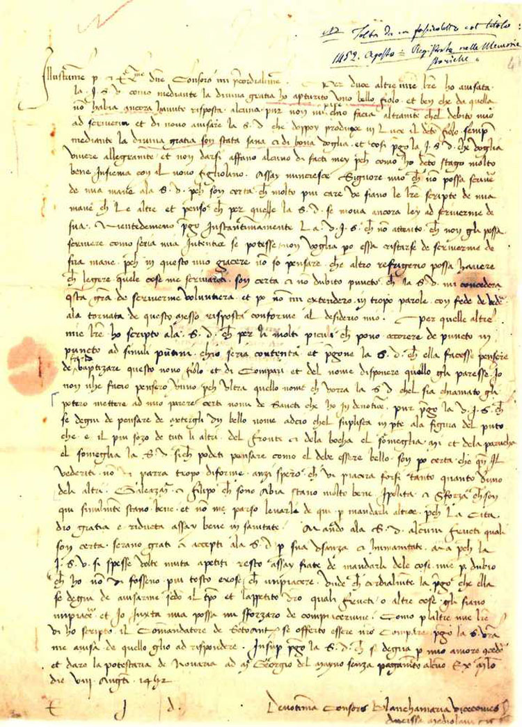 Come apprese Francesco Sforza la nascita di suo figlio Ludovico? L'Archivio di Stato di Milano mostra la lettera