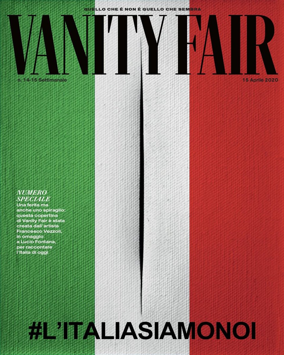 L'Italia ferita nella copertina di Vanity Fair disegnata da Francesco Vezzoli che riprende Fontana