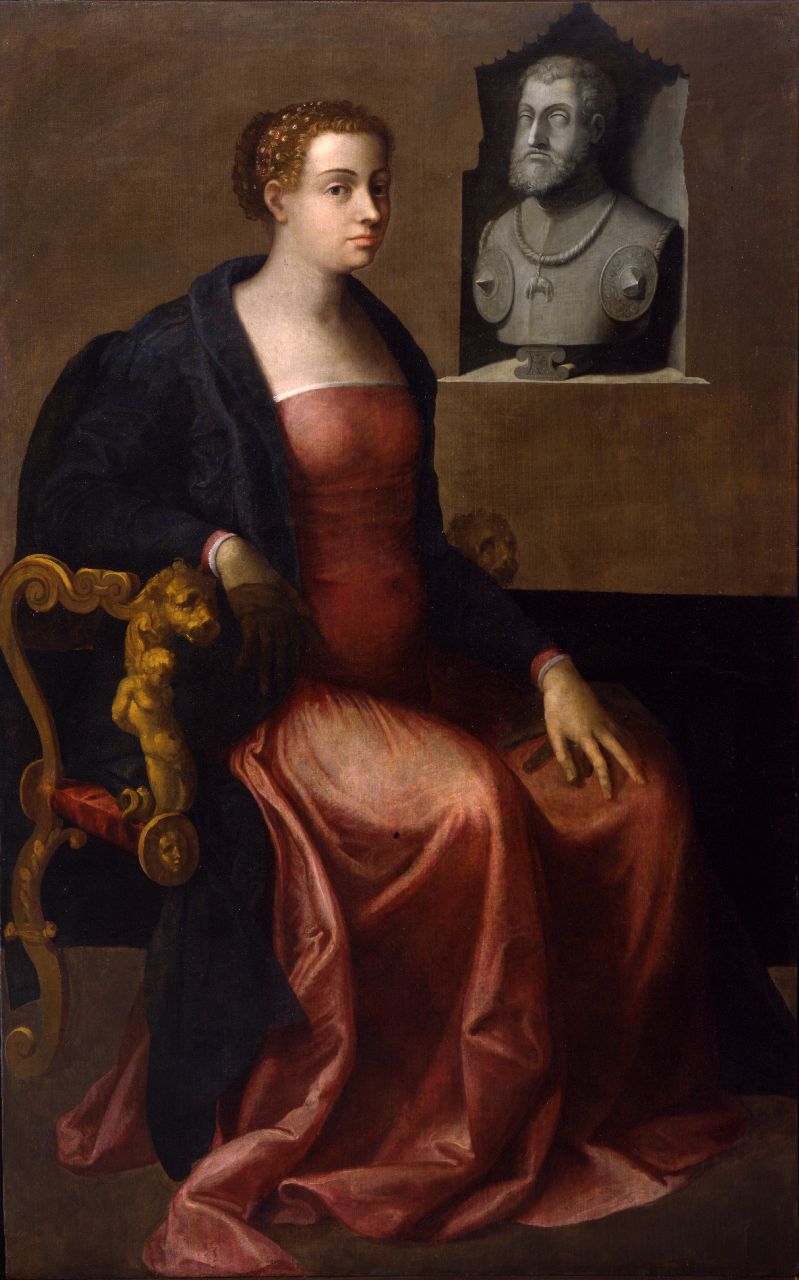 Attribuito a Sebastiano del Piombo, Ritratto di Margherita d'Austria (1545 circa; olio su tela, 169,7 x 105,3 cm; Parma, Complesso della Pilotta, Galleria Nazionale)