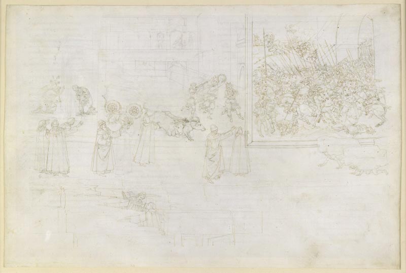 Sandro Botticelli, Purgatorio X (1481-1495; punta d'argento, inchiostro e penna su pergamena, 322 x 470 mm; Berlino, Kupferstichkabinett)
