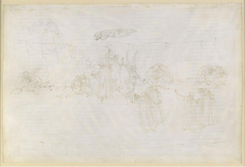 Sandro Botticelli, Purgatorio XV (1481-1495; punta d'argento, inchiostro e penna su pergamena, 321 x 470 mm; Berlino, Kupferstichkabinett)
