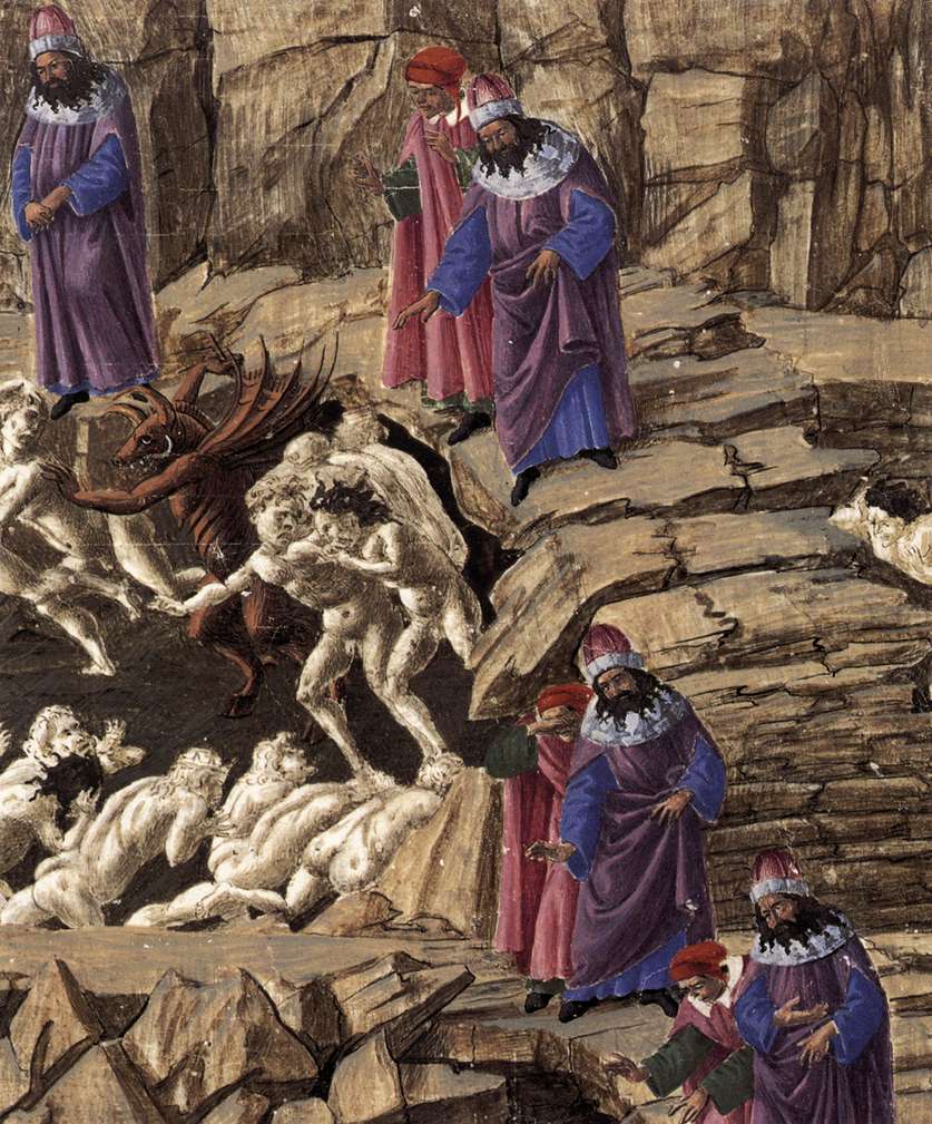 Sandro Botticelli, La Voragine infernale, dai disegni per la Divina Commedia, dettaglio

