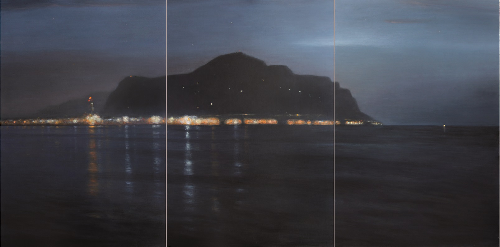 Ettore De Conciliis, Il porto di Palermo la sera (2010; olio su tela) 