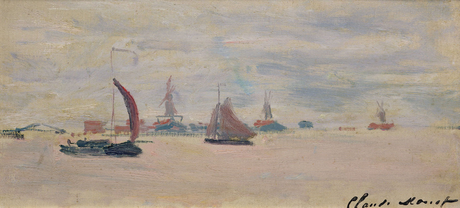 Claude Monet, Veduta della Voorzaan (1871; olio su tela, 18x38 cm; Parigi, Musée Marmottan Monet, lascito Roger Hauser, 1990 Inv. 5239) © Musée Marmottan Monet, Académie des beaux-arts, Paris
