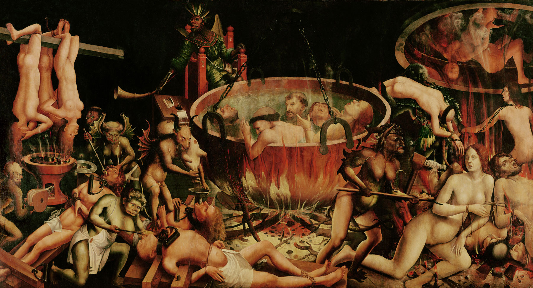 Anonimo portoghese, Inferno (1510-1520 circa; olio su tavola, 119 x 217,5 cm; Lisbona, Museu Nacional de Arte Antigua) 