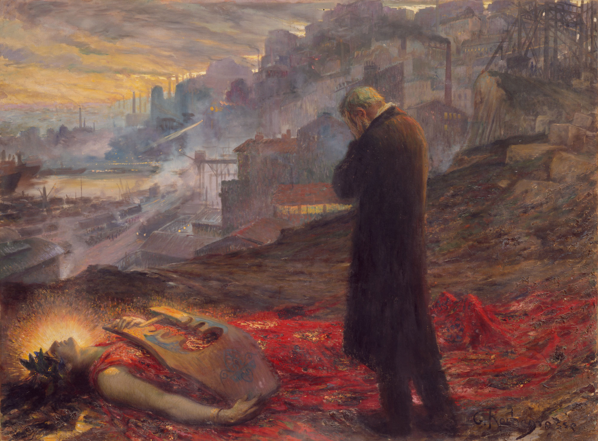 Georges-Antoine Rochegrosse, La mort de la pourpre [La morte della porpora] (1914 circa; olio su tela, 219 x 298 cm; Musée d’arts de Nantes, inv. 203)
