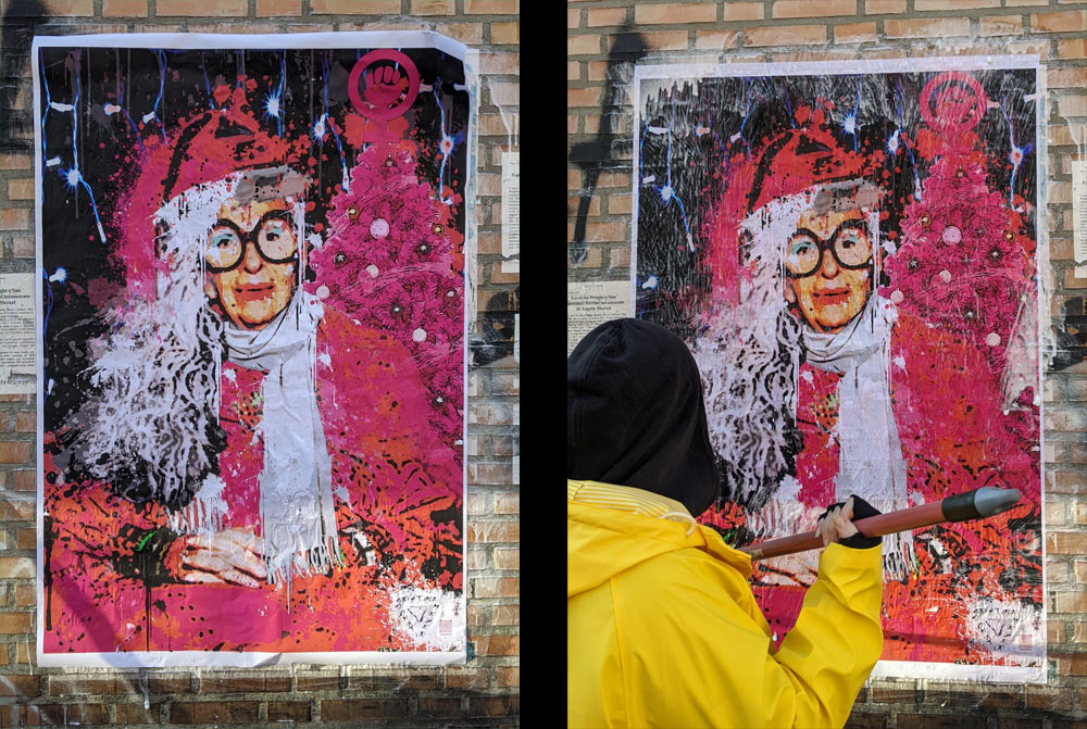 Babbo Natale è donna, sui Navigli la provocatoria opera di street art femminista