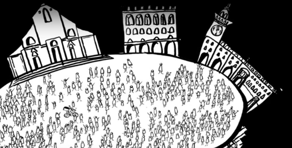 Bologna, corto d'animazione d'autore brucia il Vecchione sulle note di Dalla