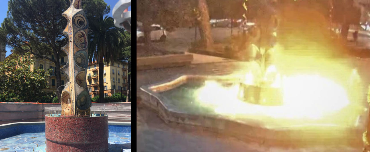 La Spezia, 41enne incendia la fontana di Basaldella per festeggiare Capodanno. Subito preso