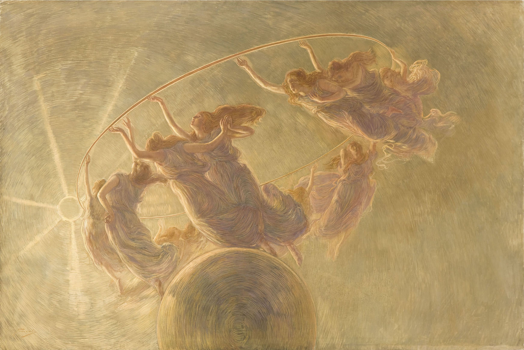 Gaetano Previati, Danza delle Ore (1899; olio e tempera su tela, 134 x 200 cm; Milano, Collezione Fondazione Cariplo, Gallerie d’Italia di Piazza Scala) 