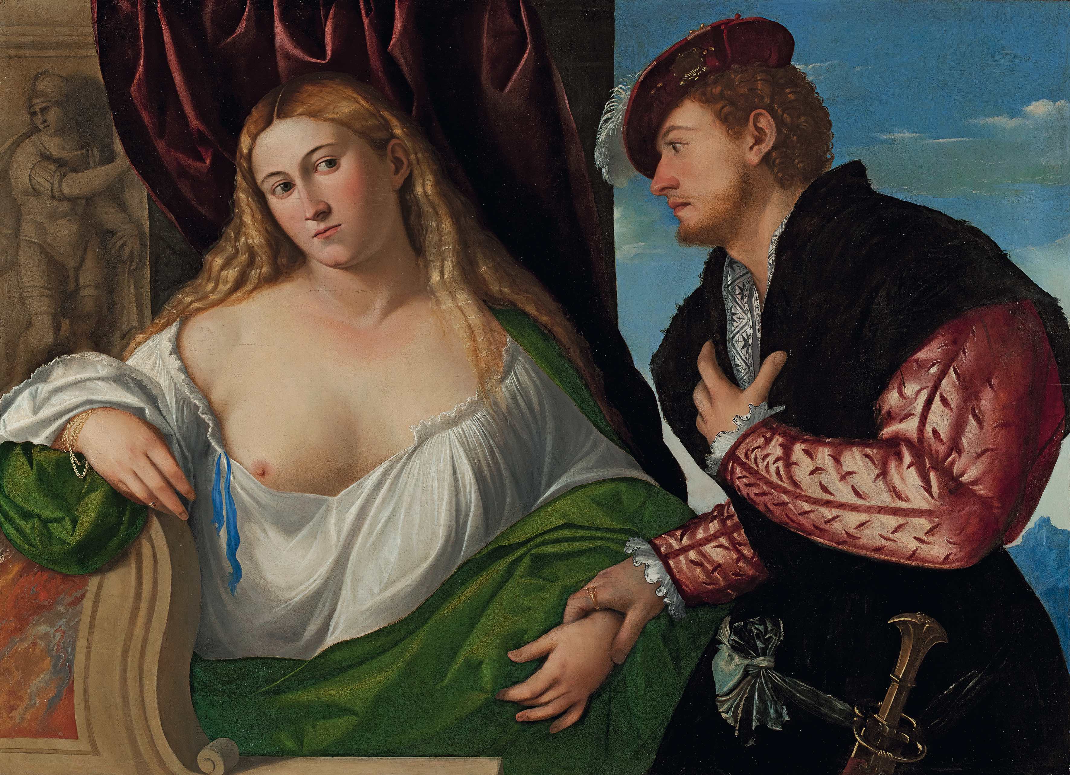 Bernardino Licinio, Giovane donna con il suo promesso sposo (1520 circa; olio su tavola, 81,3 x 114,3 cm; Parigi, Galerie Canesso)
