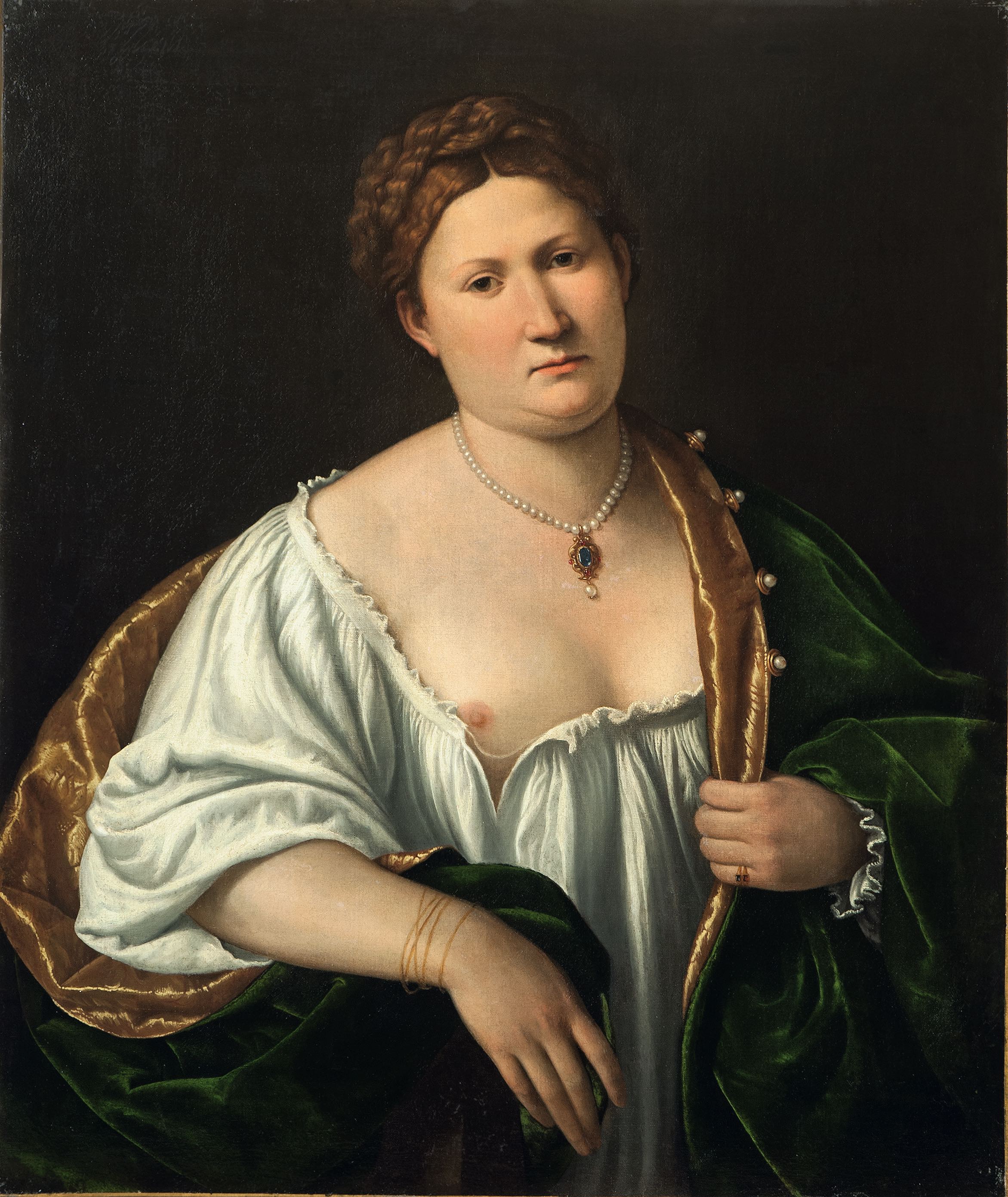 Bernardino Licinio, Ritratto di donna che scopre il seno (1536; olio su tela, 83 x 65,5 cm; Collezione privata)
