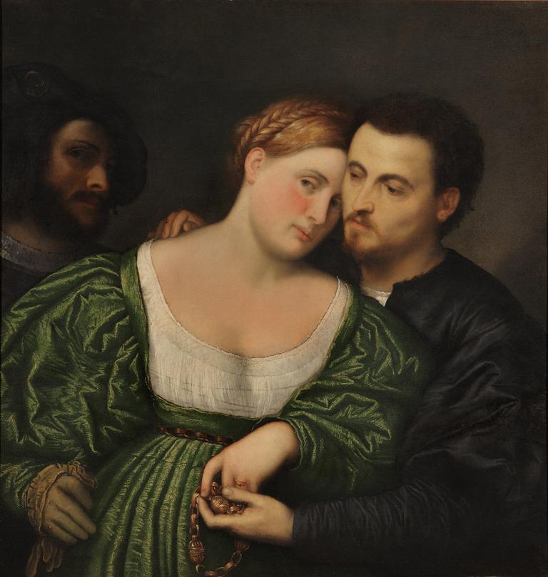 Paris Bordon, Gli amanti veneziani (1525-1530 circa; olio su tela, 81 x 86 cm; Milano, Pinacoteca di Brera)
