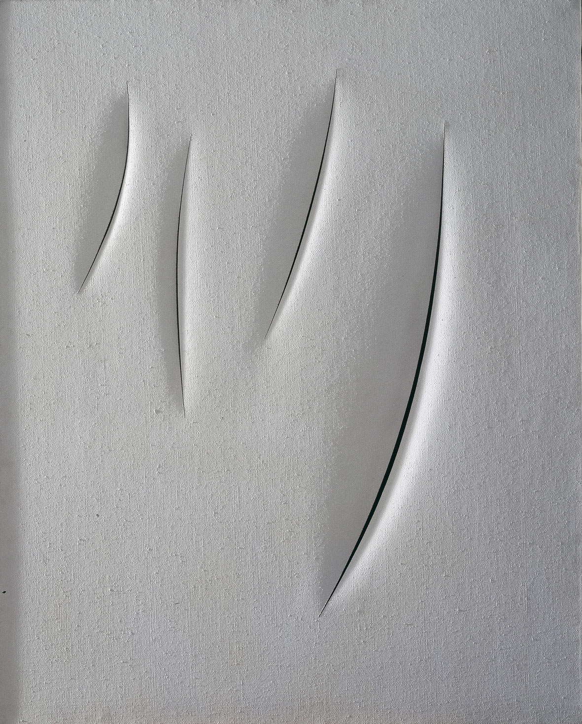 Lucio Fontana, Concetto spaziale. Attese (1961; idropittura su tela 100 x 84 cm; Parma, Collezione Barilla di Arte Moderna)
