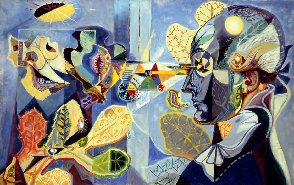 André Masson, Goethe e la metamorfosi delle piante (1940; olio su tela, 73 x 116 cm; Gerusalemme, The Israel Museum, Collezione Vera e Arturo Schwarz di arte dada e surrealista all’Israel Museum, Inv. B03.0077) 