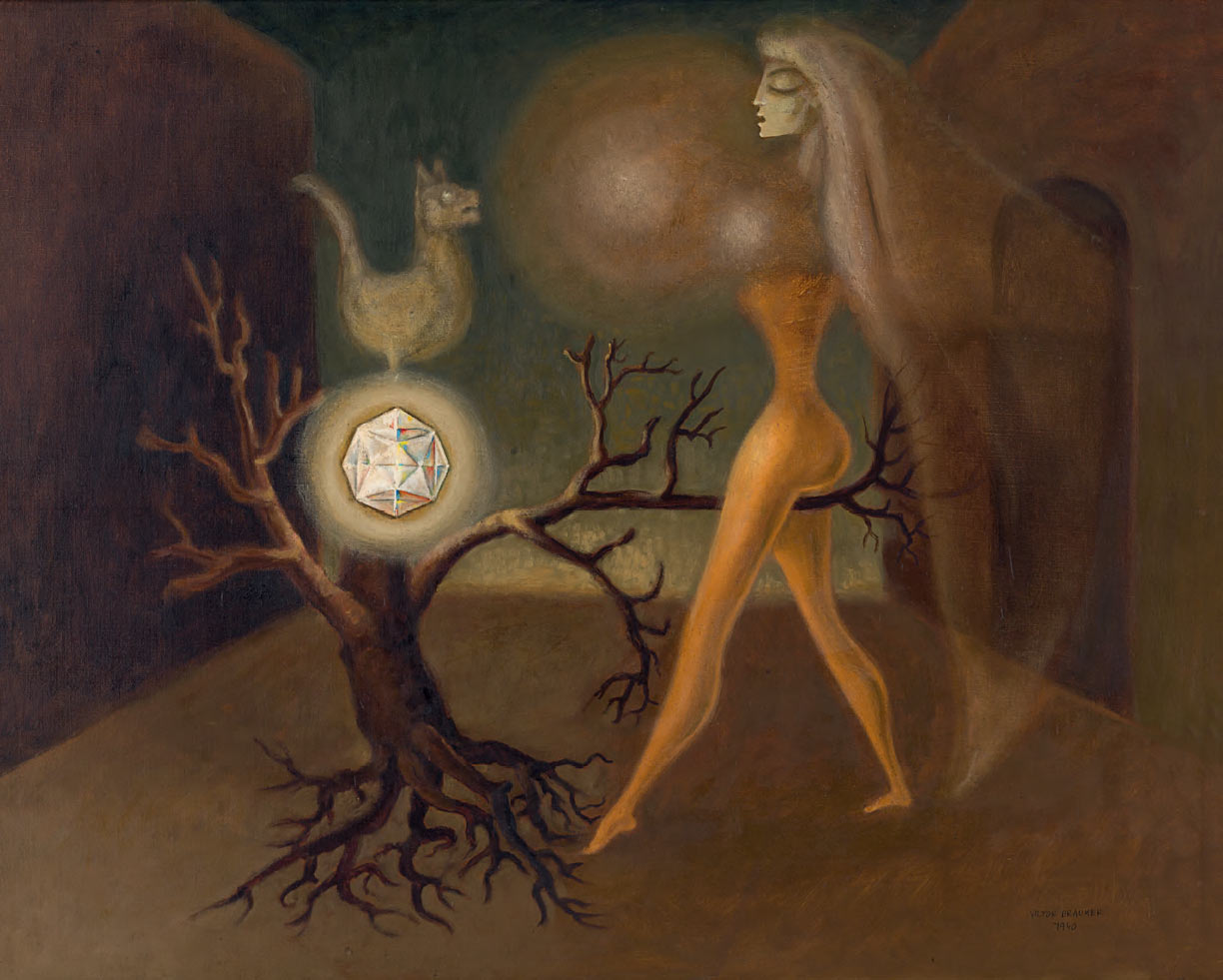 Victor Brauner, La pietra filosofale (1940; olio su tela, 65 x 81 cm; Saint-Etienne, Musée d’Art Moderne et Contemporain de Saint-Etienne Métropole, lascito Jacqueline Victor Brauner, Inv. 90.10.9) 