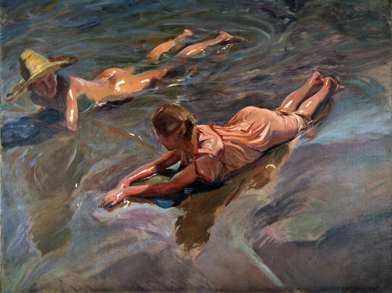 Joaquín Sorolla, Idillio al mare (1908; olio su tela, 151 x 199,3 cm; New York, Hispanic Society of America) 