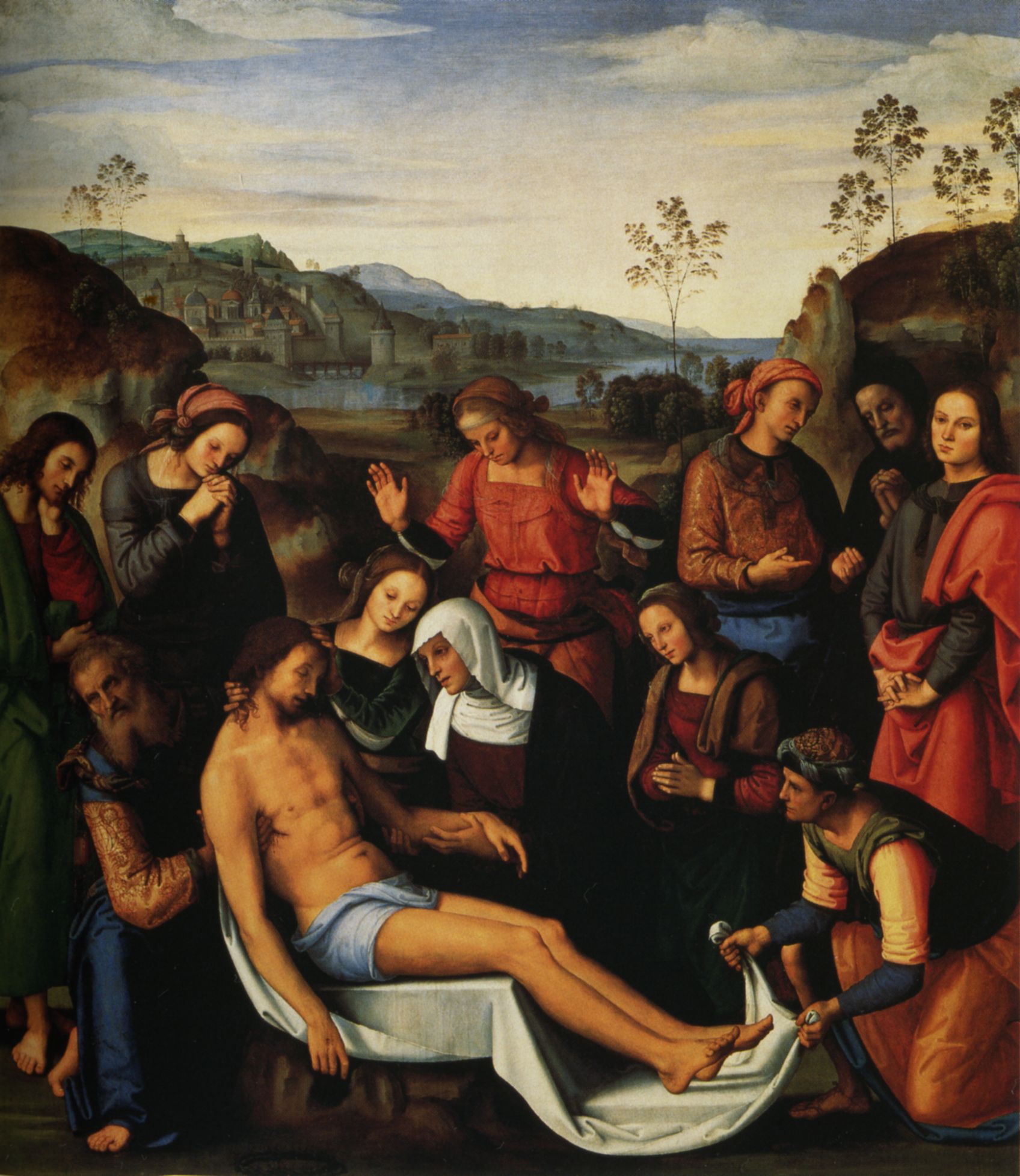Perugino, Compianto sul Cristo morto (1495; olio su tavola, 220 x 195 cm; Firenze, Galleria Palatina di Palazzo Pitti)
