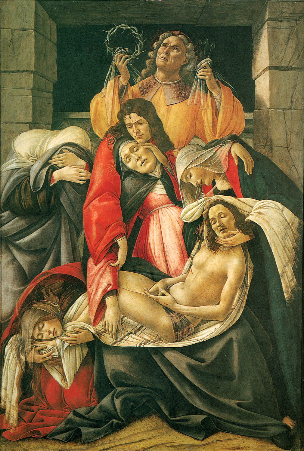 Sandro Botticelli, Compianto su Cristo morto (1495-1500 circa; tempera su tavola, 106 x 71 cm; Milano, Museo Poldi Pezzoli)
