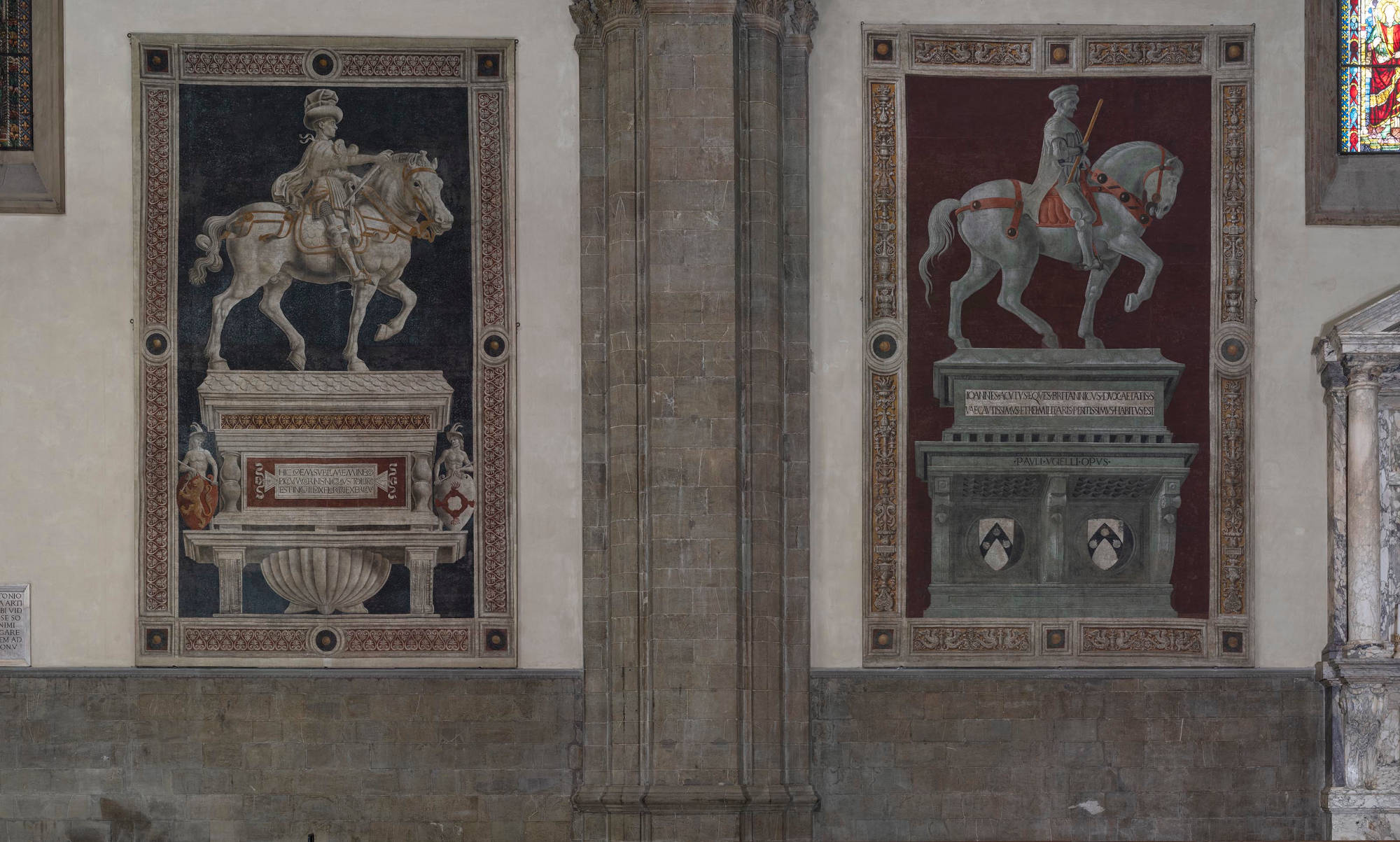Florence, restoration of frescoes featuring Giovanni Acuto and Niccolò da Tolentino begins in the Duomo 