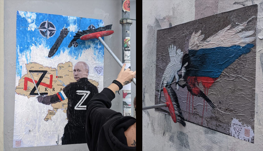 Street art a Milano, Cristina Donati Meyer realizza due opere contro la guerra in Ucraina