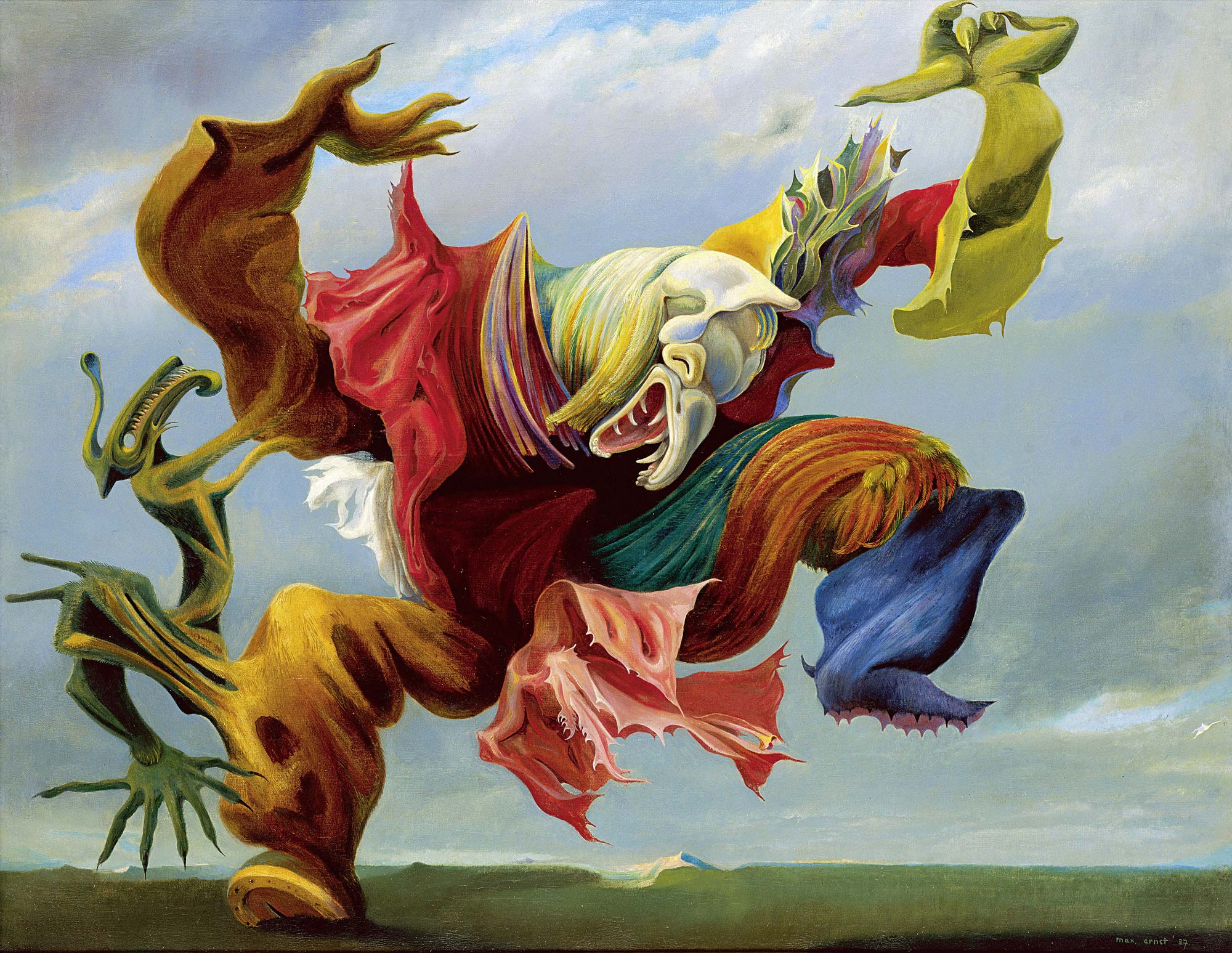 Max Ernst, L’angelo del focolare (1937; olio su tela, 114 x 146 cm; Svizzera, Collezione privata)
