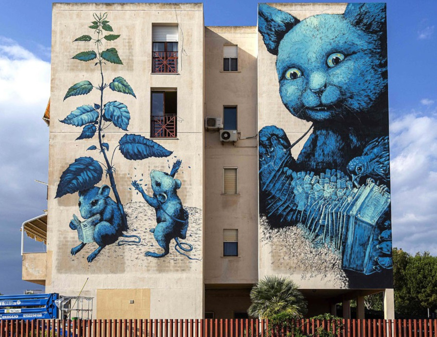 A Cagliari arriva la street art: il nuovo murale di Ericailcane è un'allegoria della vita 