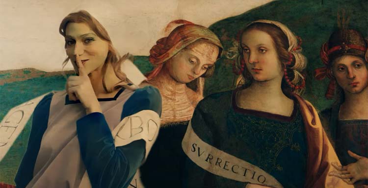 Umbria, il nuovo spot turistico anima due personaggi del Perugino dal Collegio del Cambio