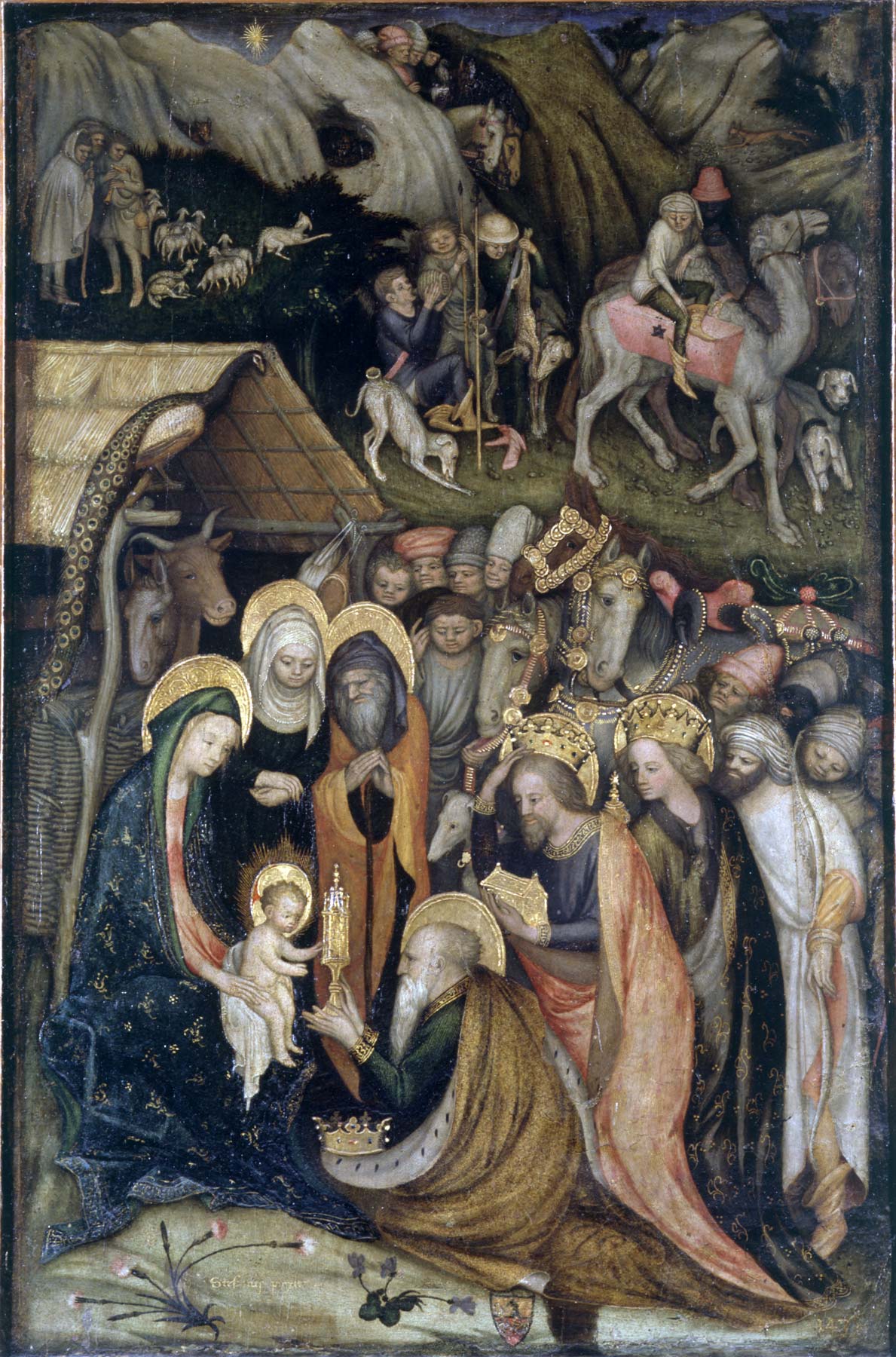 Stefano di Giovanni da Verona, Adorazione dei magi (1435-1438?; tempera su tavola, 72 x 47 cm; Milano, Pinacoteca di Brera) 