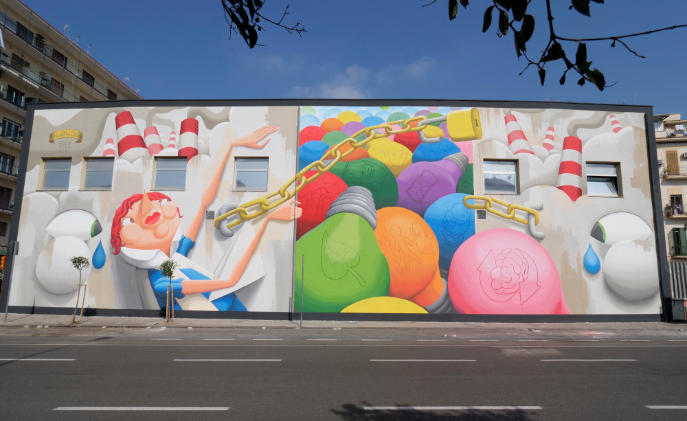 Inaugurato a Napoli l'eco-murale di Zed1 realizzato con eco-pitture mangiasmog 